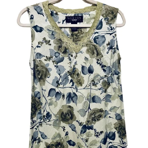 Norton Vintage Green Floral Sleeveless Petites Dress - Picture 2 of 7